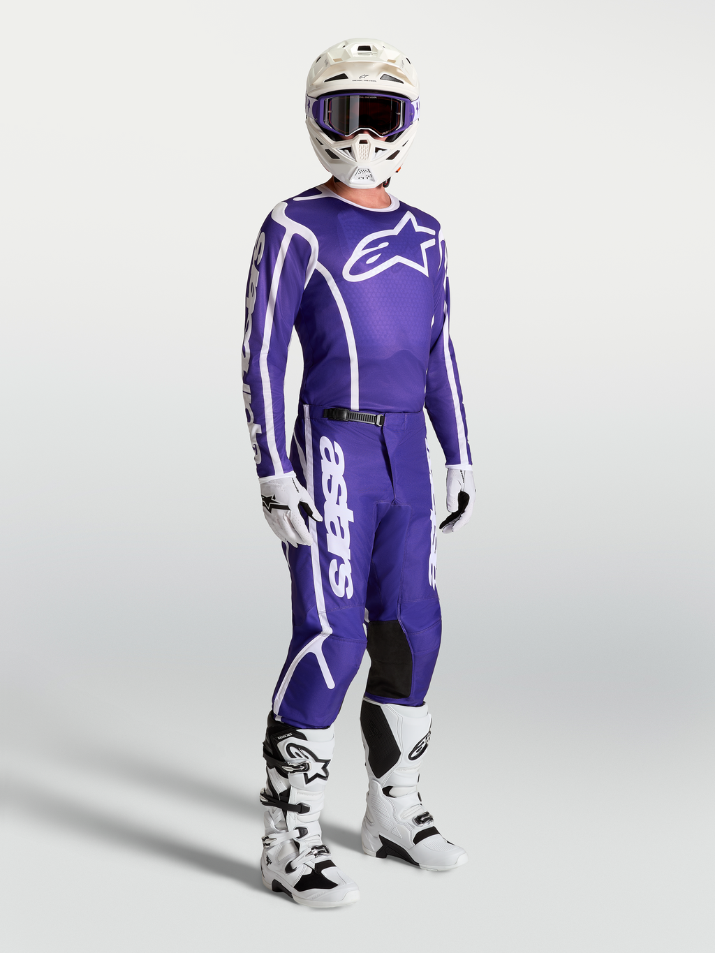 Alpinestars Fluid Apex V2, pantalones de motocross para hombre en azul y blanco con ajuste ergonómico 3D para off-road