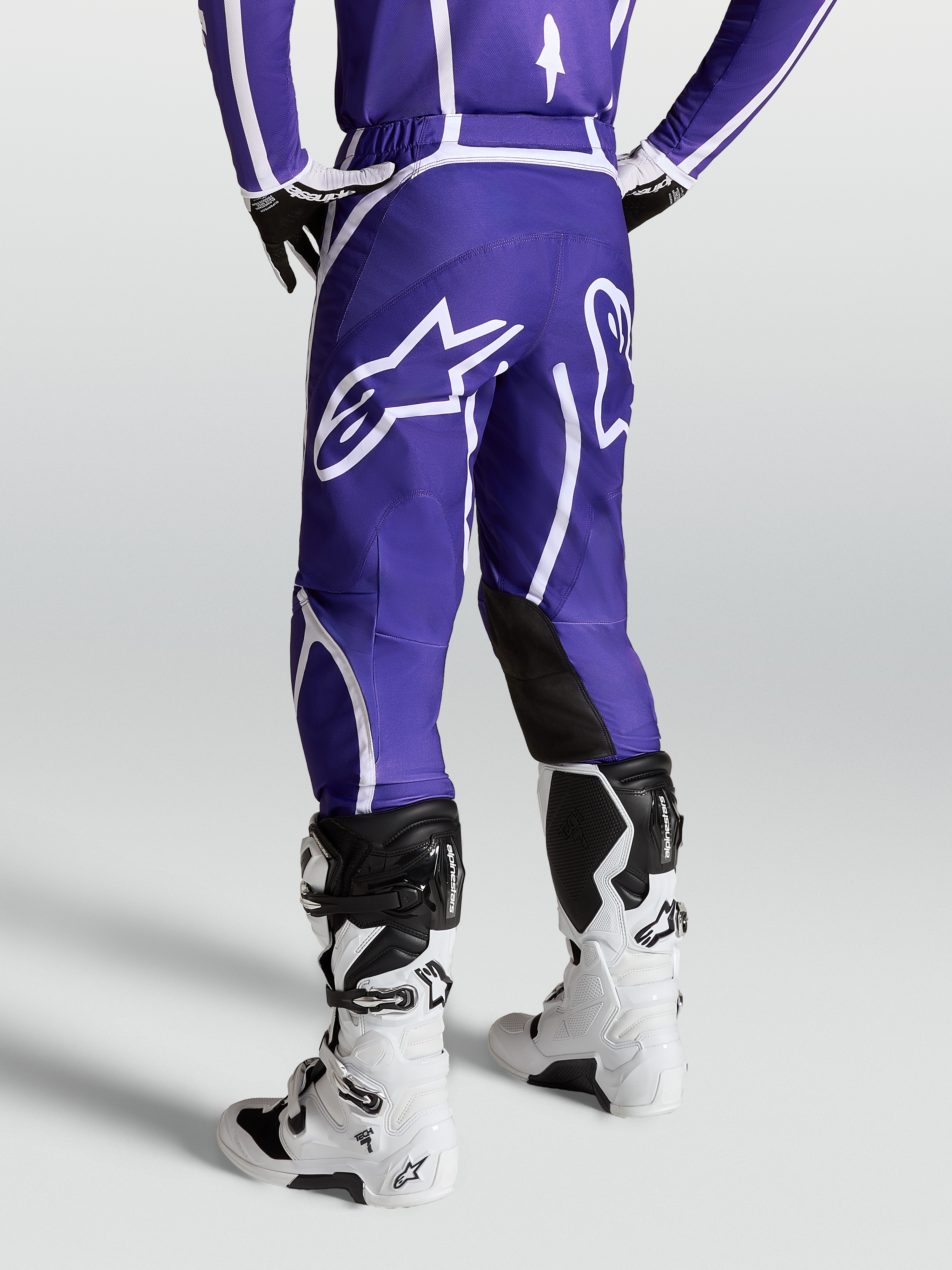 Alpinestars Fluid Apex V2, pantalones de motocross para hombre, azules y blancos, patrón ergonómico 3D con gran logo de estrella trasero para off-road y enduro