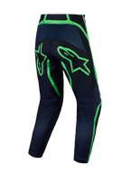Alpinestars Fluid Apex V2, pantalones de MX negros y verde flúor, piernas precurvadas en polifabric 600D, vista trasera