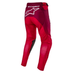 Pantalones Alpinestars Racer Hoen 2024, pantalones de motocross, rojo Mars y burdeos, vista trasera que muestra un gran logotipo blanco de Alpinestars en el asiento, construcción ergonómica de pierna precurvada y material textil duradero para competición off-road