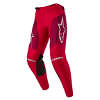 Alpinestars Pantalones Racer Hoen 2024, pantalones de motocross, color Rojo Mars Borgoña, con paneles granates en los muslos y logotipos blancos de Alpinestars en las rodillas y las caderas, paneles de agarre negros en el interior de las rodillas, diseño deportivo precurvado para rendimiento todoterreno