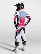 Alpinestars pantalones Fluid Drag, equipo de motocross para hombre, blancos y negros con detalles rojos, vista trasera