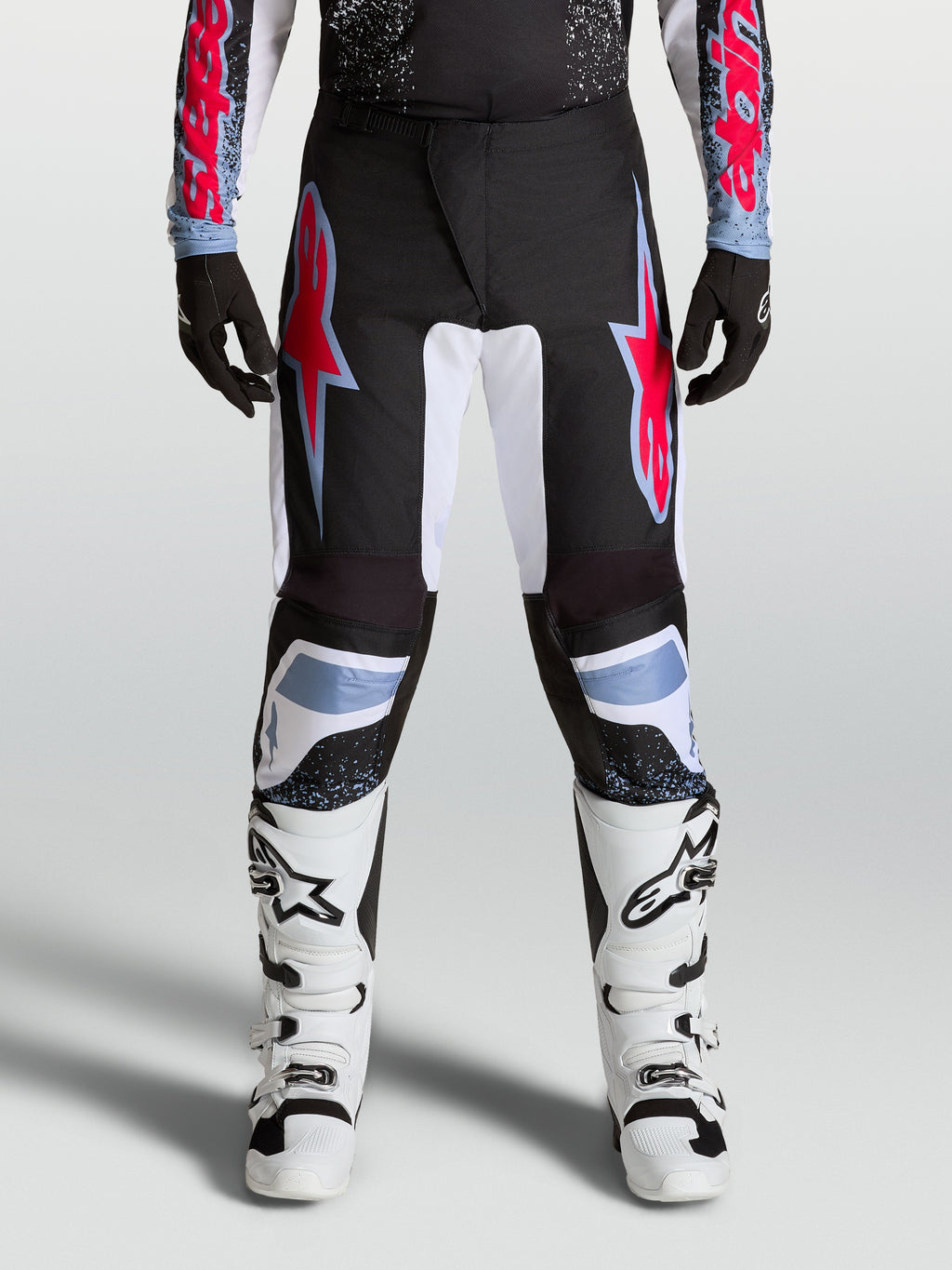 Alpinestars pantalones Fluid Drag de motocross para hombre, negros, rojos y blancos, con tejido 600D y paneles elásticos