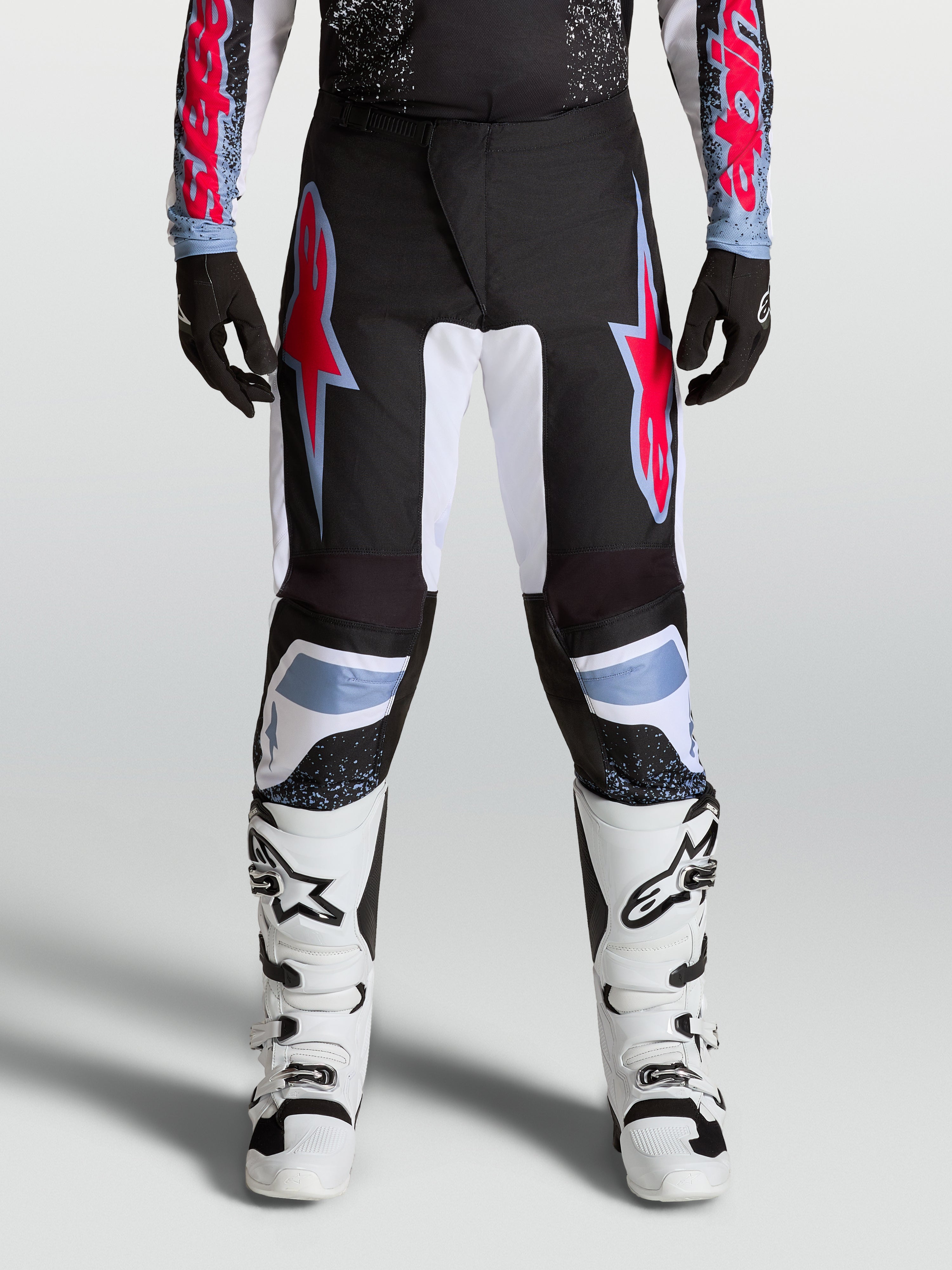 Alpinestars pantalones Fluid Drag de motocross para hombre, negros, rojos y blancos, con tejido 600D y paneles elásticos