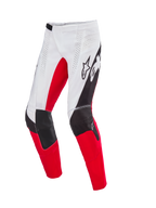 Alpinestars Limited Edition Techstar Deep Pants, pantalones de motocross, blanco, negro y rojo intenso, con ventilación perforada por láser, construcción de rodilla 3D Babel con paneles reforzados y logotipos destacados de Alpinestars en los muslos, diseñados para un rendimiento profesional todoterreno