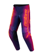 Alpinestars Fluid Kepler MX Pants, purple and orange motocross gear with reinforced knees and ergonomic 3D pattern.