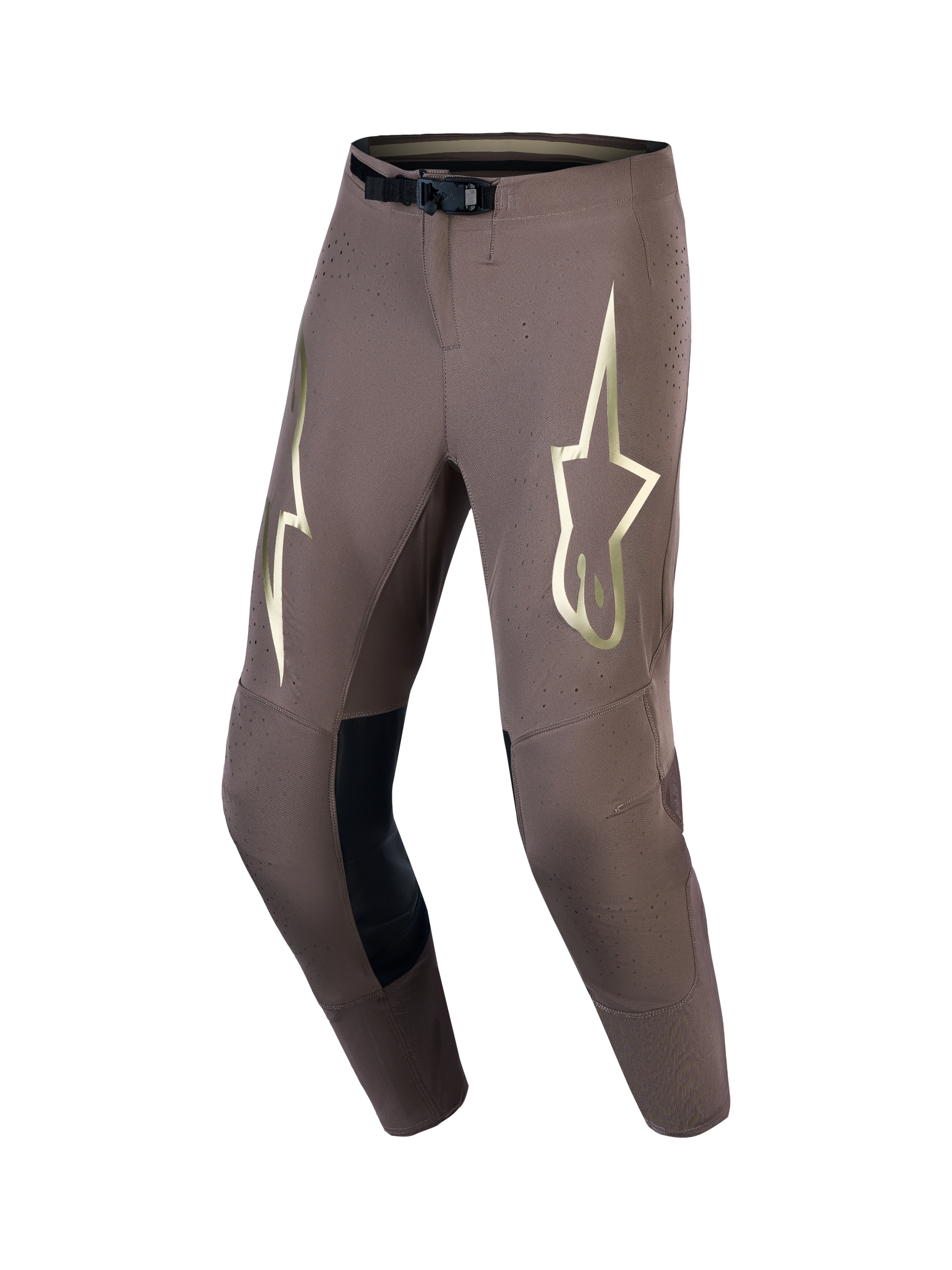 Alpinestars pantalones Supertech Air Gold Edición Limitada, pantalones de motocross para hombre, marrón y dorado, con tejido elástico ventilado y ajuste de competición