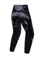 Pantalones Techstar Beast Coast, camuflaje negro y gris con logo Alpinestars trasero y diseño ergonómico para motocross.