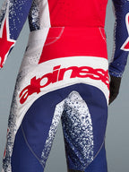 Alpinestars Techstar Unity, pantalones de motocross para hombre, edición limitada, rojos, blancos y azules, logo trasero