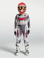 Alpinestars Pantalones Supertech Swan Juveniles, equipo de carreras de motocross en gris y rojo flúor, ajuste atlético