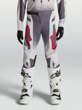Alpinestars Supertech Swan, pantalones de motocross juveniles, gris y lila con detalles rojos, ajuste atlético premium
