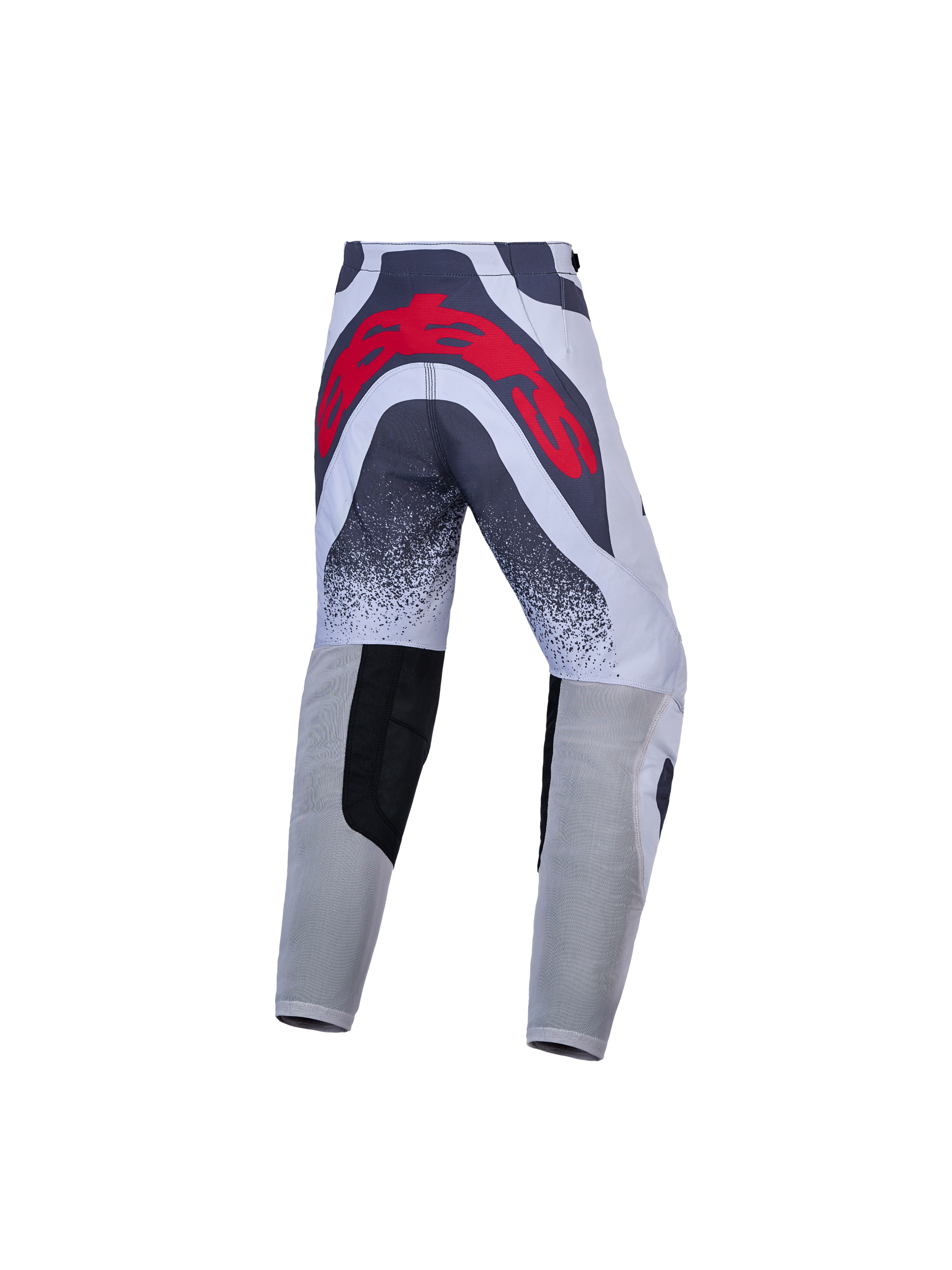Alpinestars Supertech Swan Juvenil, pantalones de motocross grises y rojos con ajuste de competición y gran logo trasero