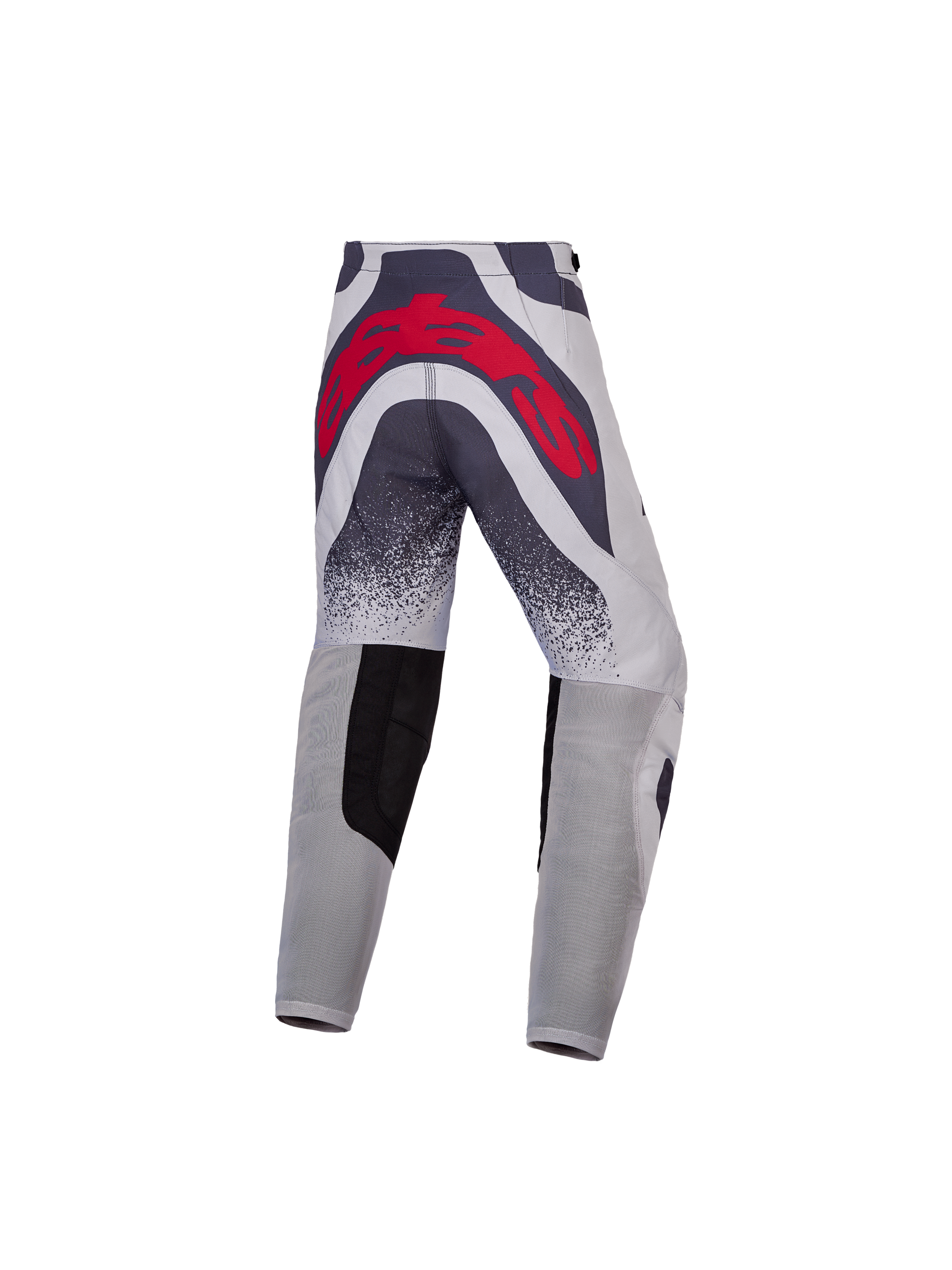 Alpinestars Pantalones Supertech Swan Juveniles, para motocross, grises y rojos con logotipo trasero y paneles ventilados