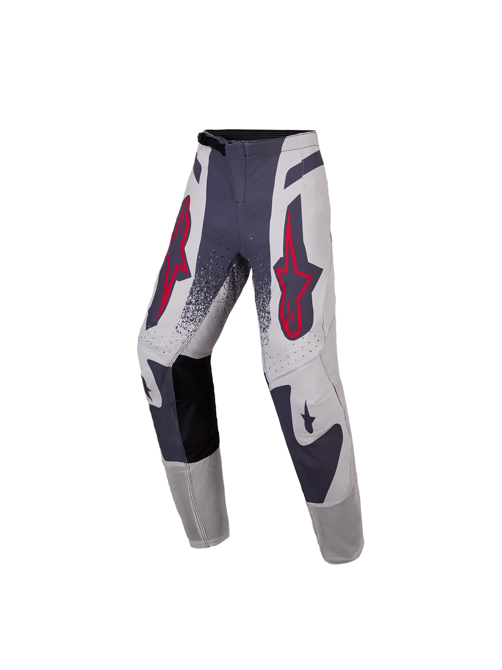 Alpinestars pantalones Supertech Swan juveniles 2027, motocross, grises y rojos flúor, con tejido rip-stop elástico