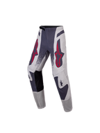 Alpinestars pantalones Supertech Swan juveniles 2027, motocross, grises y rojos flúor, con tejido rip-stop elástico