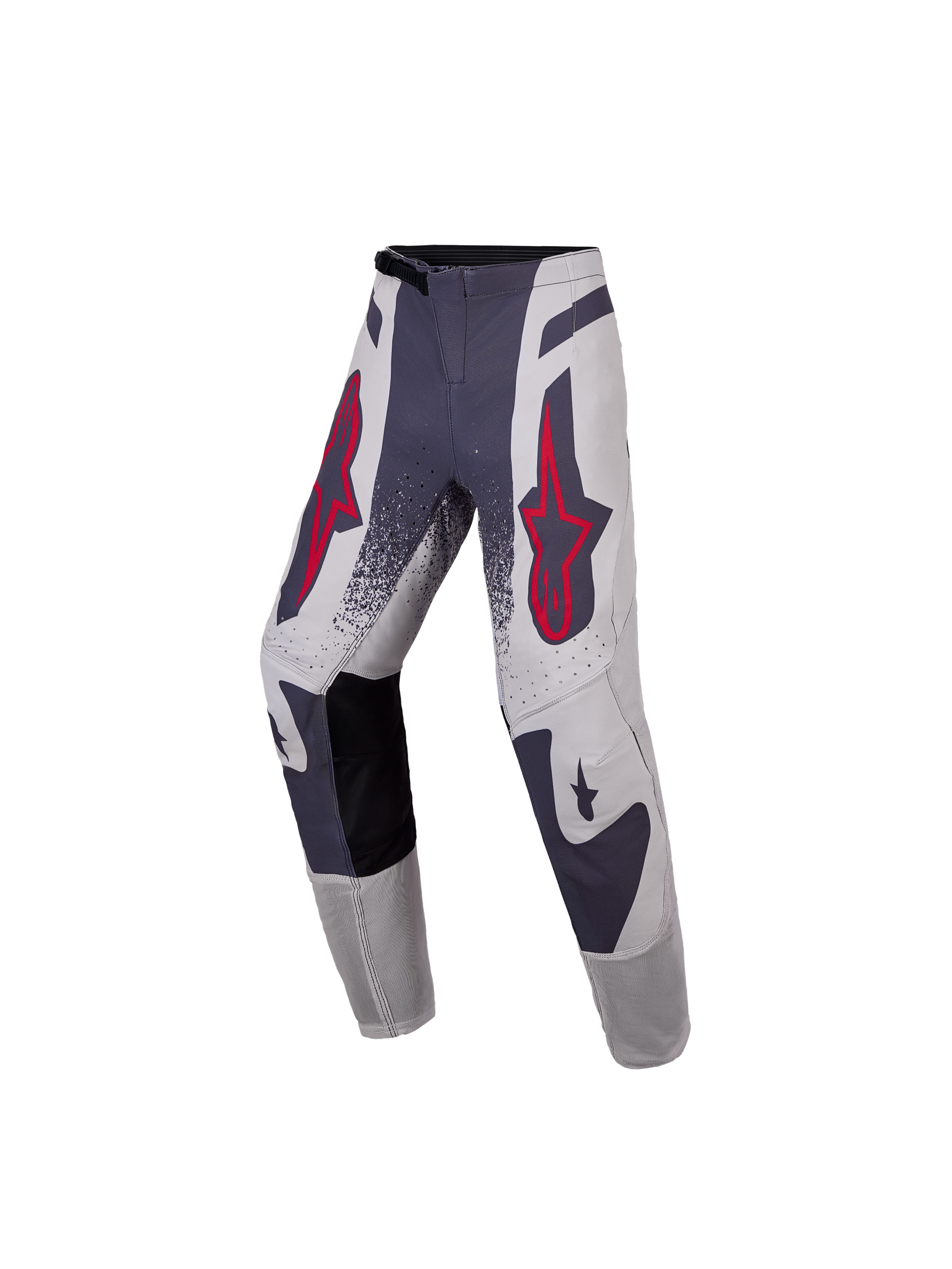 Alpinestars pantalones Supertech Swan juveniles 2027, motocross, grises y rojos flúor, con tejido rip-stop elástico