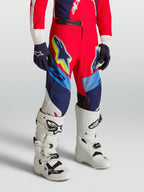 Alpinestars pantalones Supertech Dyna Juvenil, pantalones de motocross para carreras off-road, rojos y azul marino, tejido rip-stop elástico, ajuste atlético con cierre de trinquete