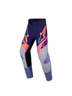 Alpinestars Supertech Dyna Juvenil, pantalones de motocross para competición off-road, morado y rosa fluorescente, construcción de tejido rip-stop elástico y cierre de trinquete ajustable