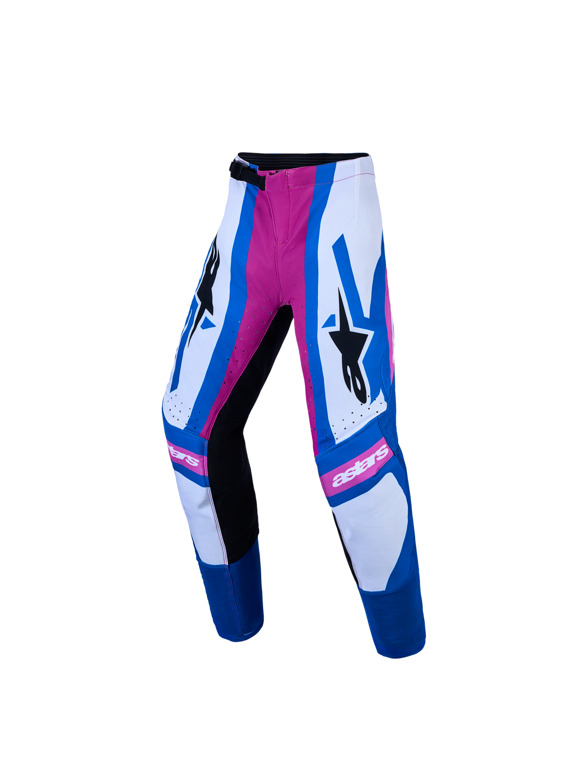 Alpinestars Youth Supertech Maven Pants AND Gear Set, youth motocross pants, white, hot coral pink, and blithe blue.
