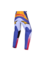 Pantalones Alpinestars Fluid Drag Juvenil 2027 en azul y dorado, con diseño precurvado ergonómico para motocross juvenil.