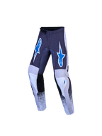 Alpinestars Pantalones Fluid Drag Juvenil, pantalones de motocross, gris, lila y azul, con piernas precurvadas y ajuste ergonómico