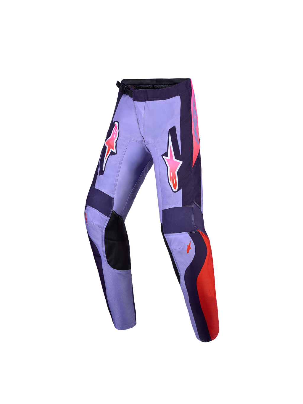 Alpinestars Pantalones Fluid Hunt Juveniles 2027, pantalones de motocross para niños, morados y rosas, ajuste deportivo ergonómico, construcción duradera en politejido 600D con paneles elásticos.