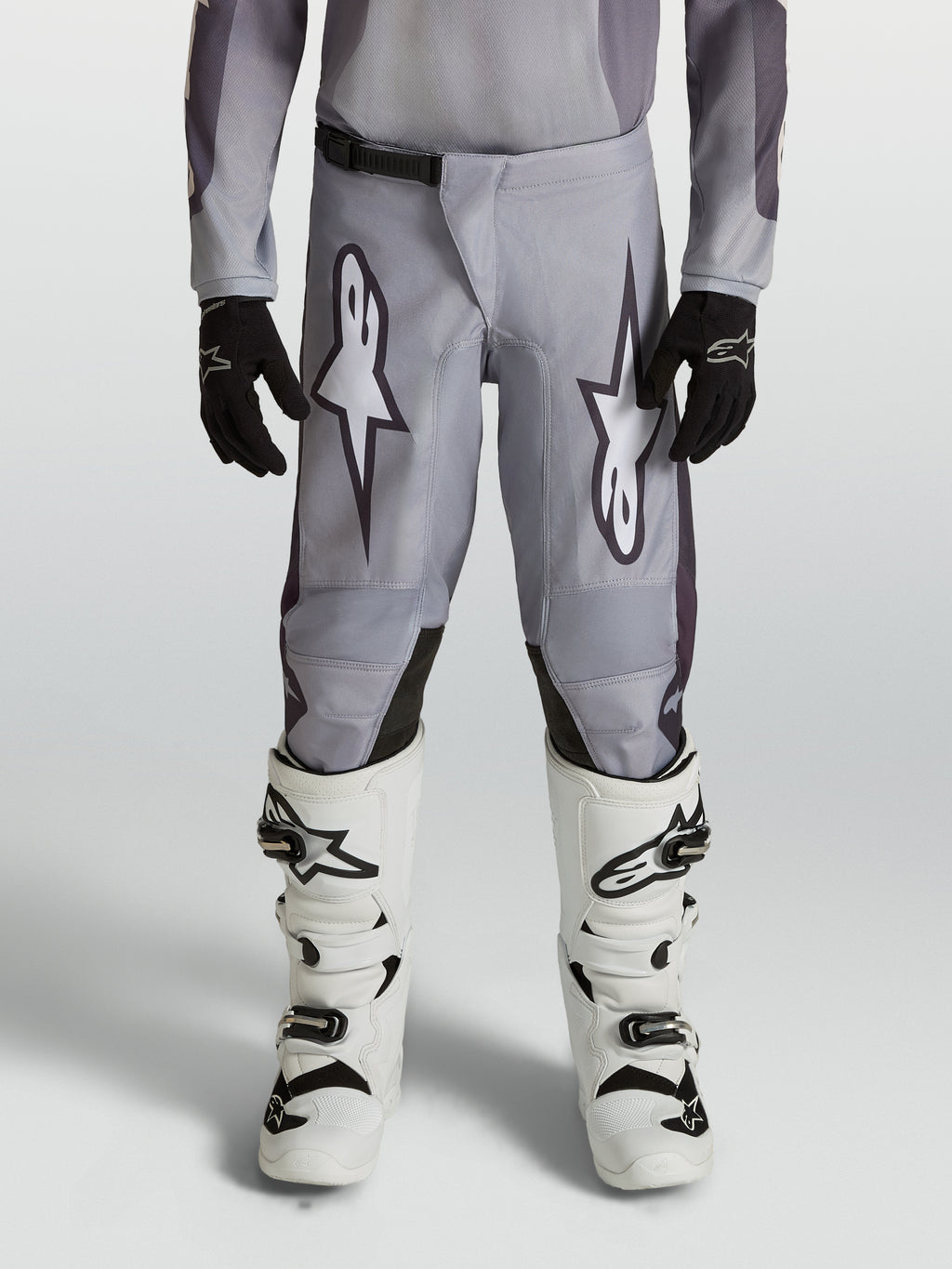 Alpinestars Fluid Amber Juvenil, pantalones de motocross duraderos en gris y negro para jóvenes pilotos de off-road