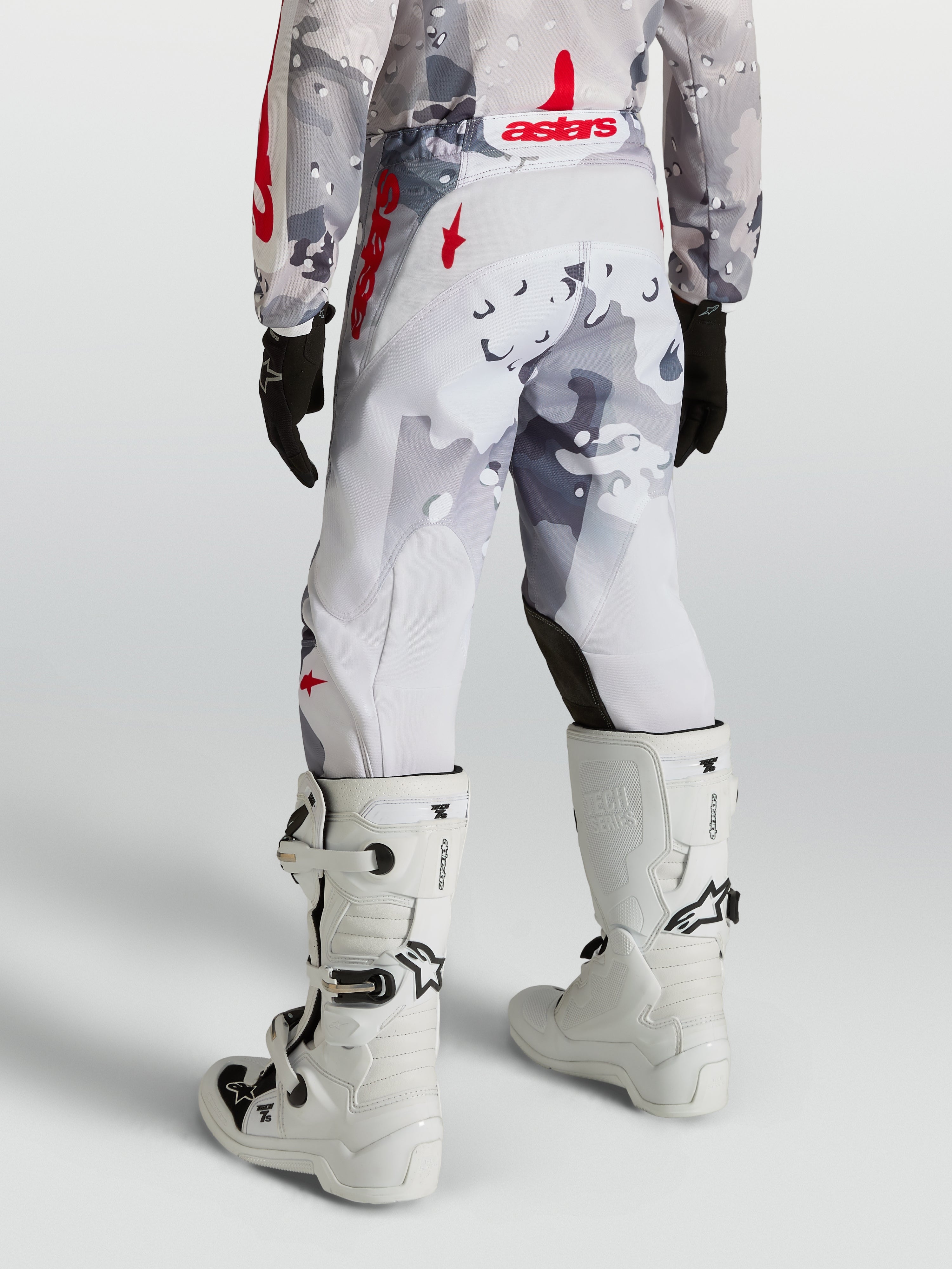 Alpinestars pantalones Fluid Lone Juvenil, equipo de motocross gris y rojo fuego, camuflaje, ajuste ergonómico y duradero