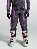 Pantalones Alpinestars Fluid Lone juveniles, gris camuflaje y morado, equipo resistente para motocross.