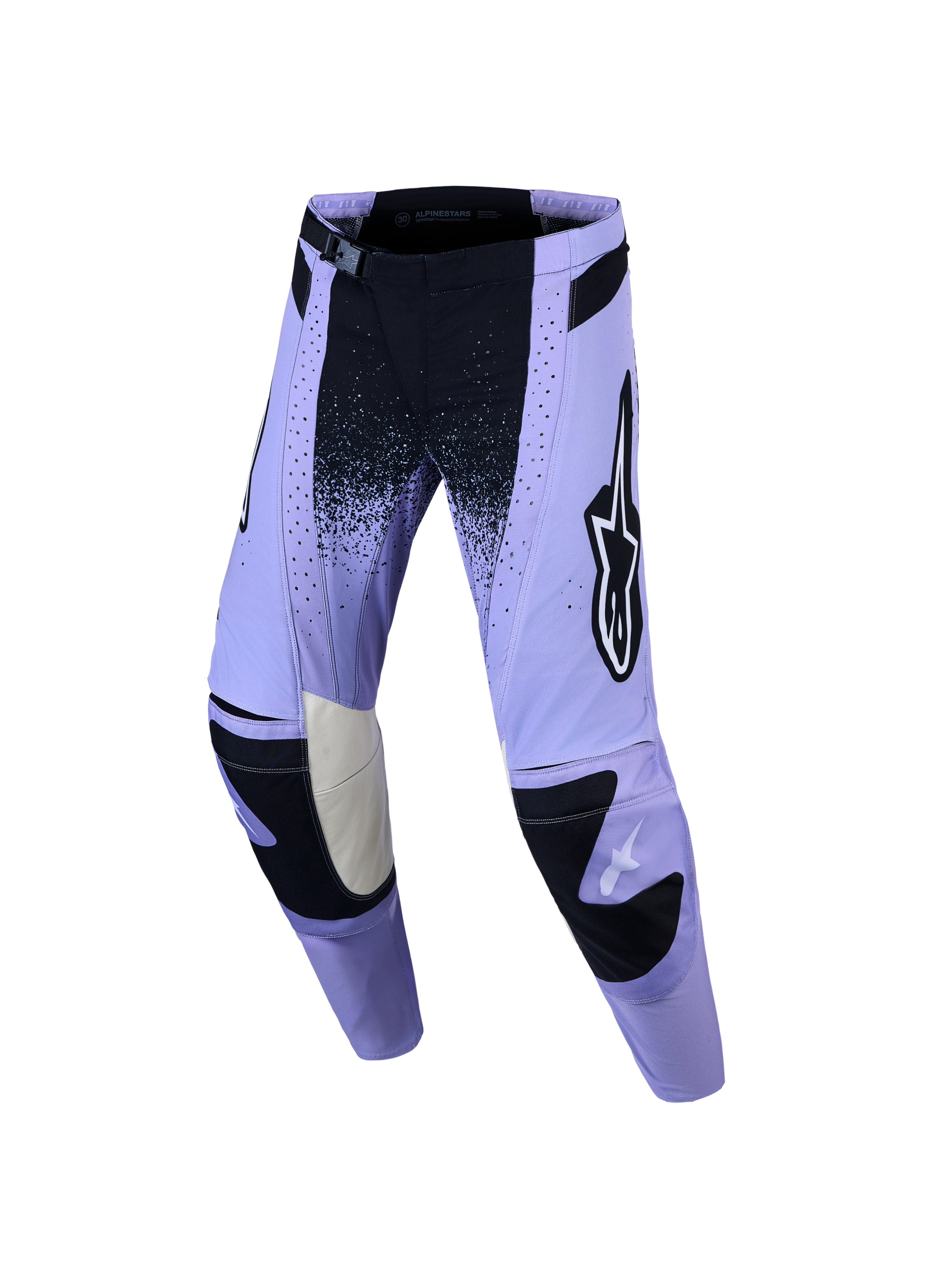 Pantalones Alpinestars Stella Techstar Swan, pantalones de motocross para mujer, morados y negros, paneles de cuero en las rodillas y cierre magnético SX2