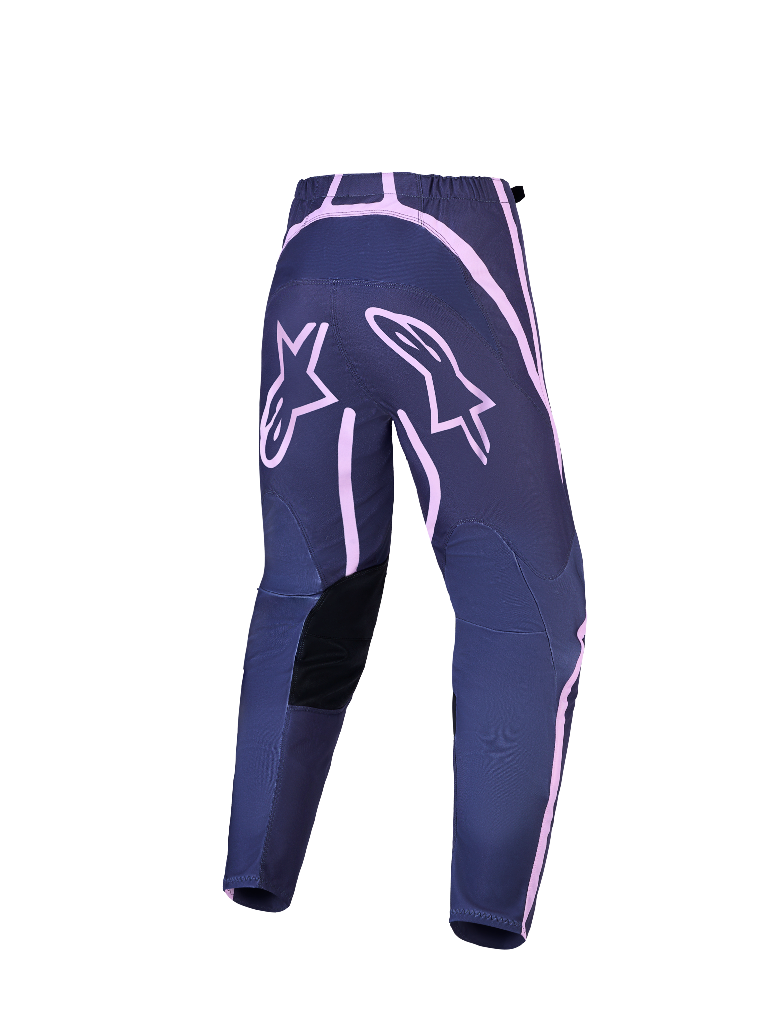 Alpinestars Stella Fluid Apex V2, pantalones de motocross para mujer, grises y rosa, vista trasera con paneles reforzados