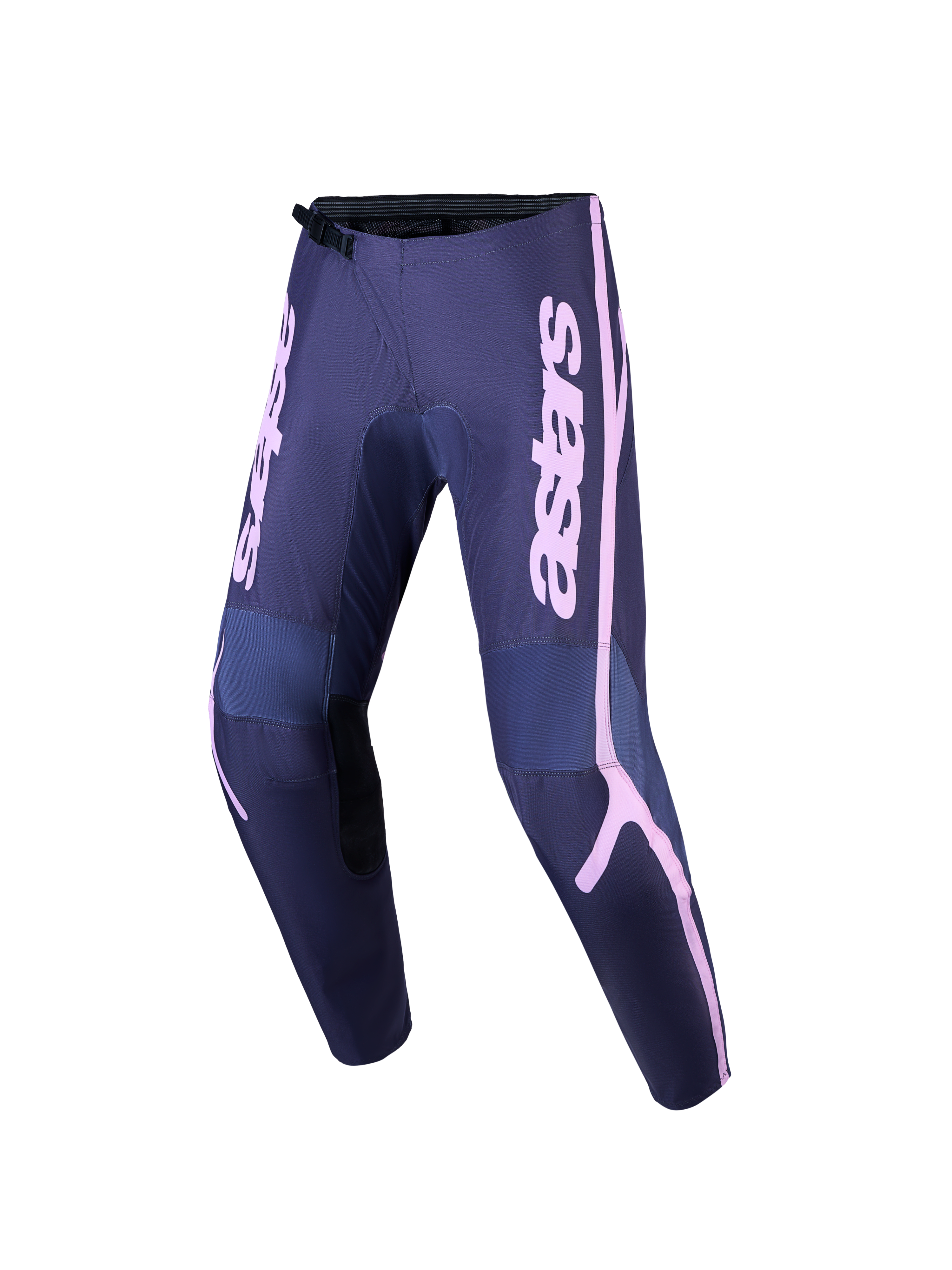 Alpinestars Stella Fluid Apex V2, pantalones de motocross para mujer, gris y rosa, con construcción off-road reforzada y diseño ergonómico precurvado.