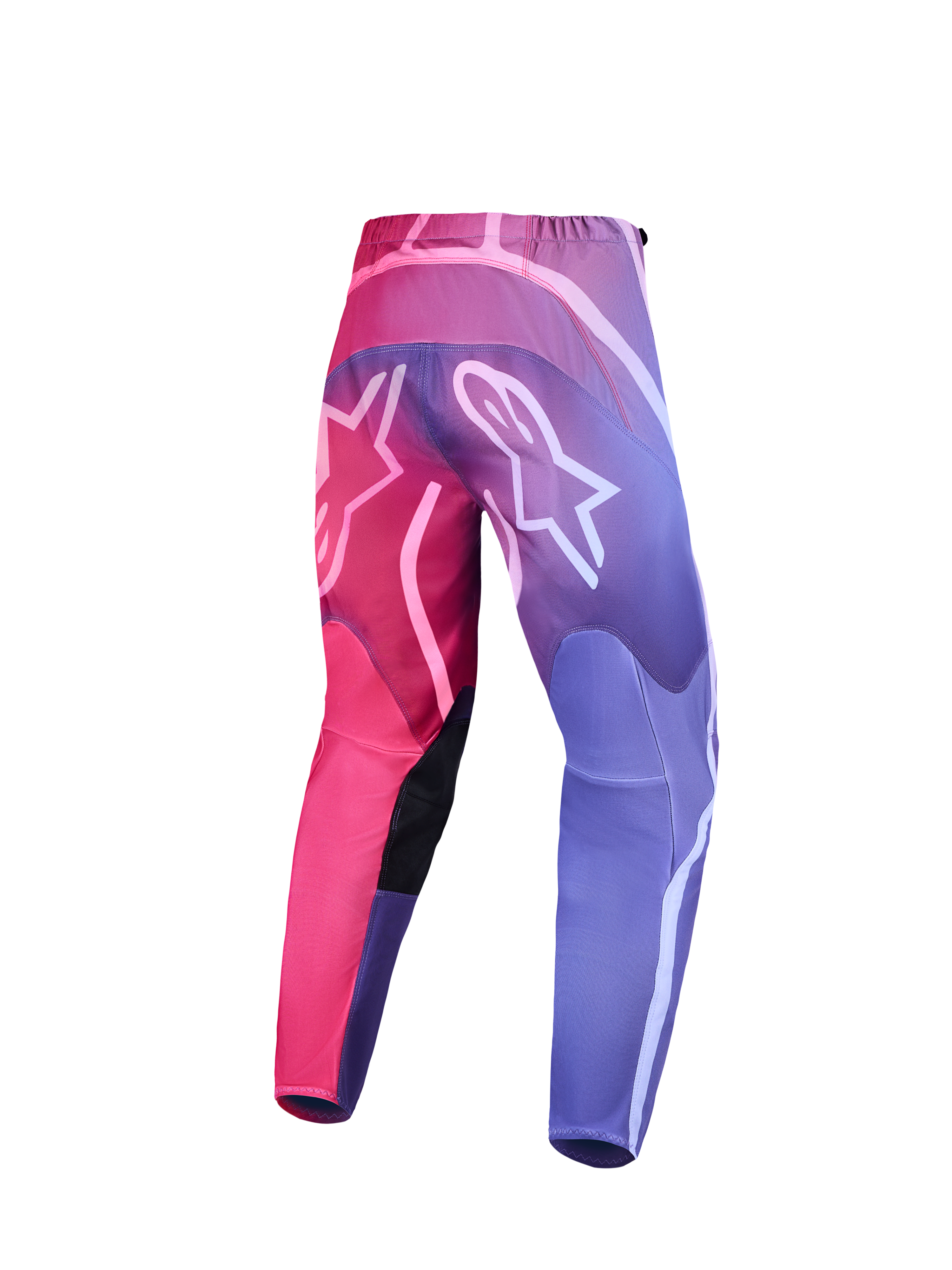 Alpinestars Stella Fluid Kepler, pantalones de motocross para mujer, degradado rosa y morado con logos Astar blancos