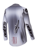 Alpinestars Jersey Supertech Maker 2025, jersey de motocross para hombre, plateado y negro, vista trasera con construcción de malla elástica y logotipos