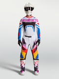 Alpinestars Supertech Dyna Gear Set y Jersey, conjunto de motocross para hombre, blanco y azul con acentos morados.