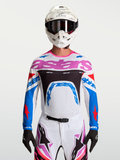 Jersey Alpinestars Supertech Dyna, jersey de motocross para hombre, blanco, azul y rosa, malla elástica ligera y transpirable