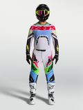 Alpinestars Supertech Dyna 2027, jersey y conjunto de motocross para hombre, blanco y verde fluo, ajuste atlético.