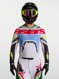 Alpinestars Supertech Dyna 2027, jersey de motocross para hombre, lila claro y verde flúor, malla elástica ventilada.
