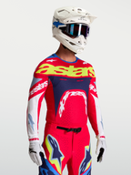Jersey Alpinestars Supertech Dyna, jersey de motocross para hombre, rojo fuego y azul marino, con paneles de malla elástica ventilada