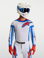 Alpinestars Supertech Vesta, jersey de motocross para hombre, lila claro y rojo, detalles azules y paneles transpirables