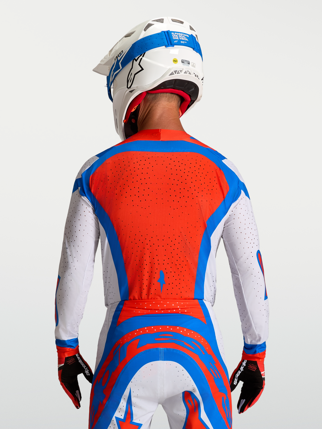 Alpinestars jersey Supertech Vesta, jersey de motocross, rojo y blanco, con espalda de malla ventilada para competición