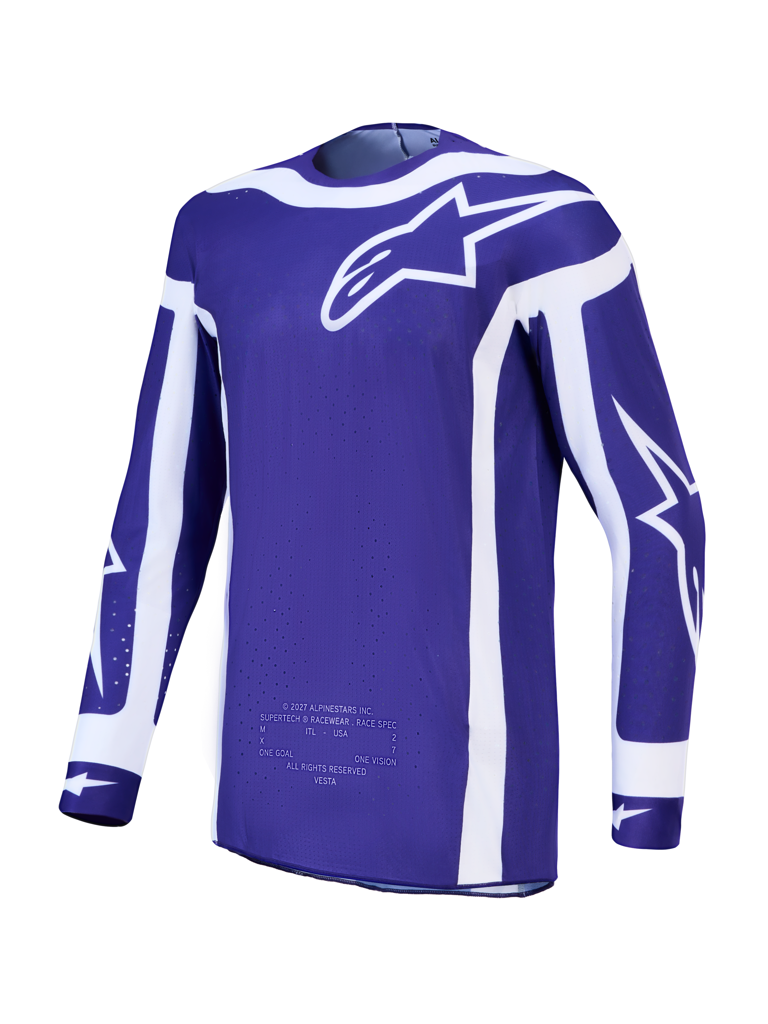 Alpinestars Supertech Vesta, jersey de motocross para hombre, azul y blanco, malla elástica transpirable