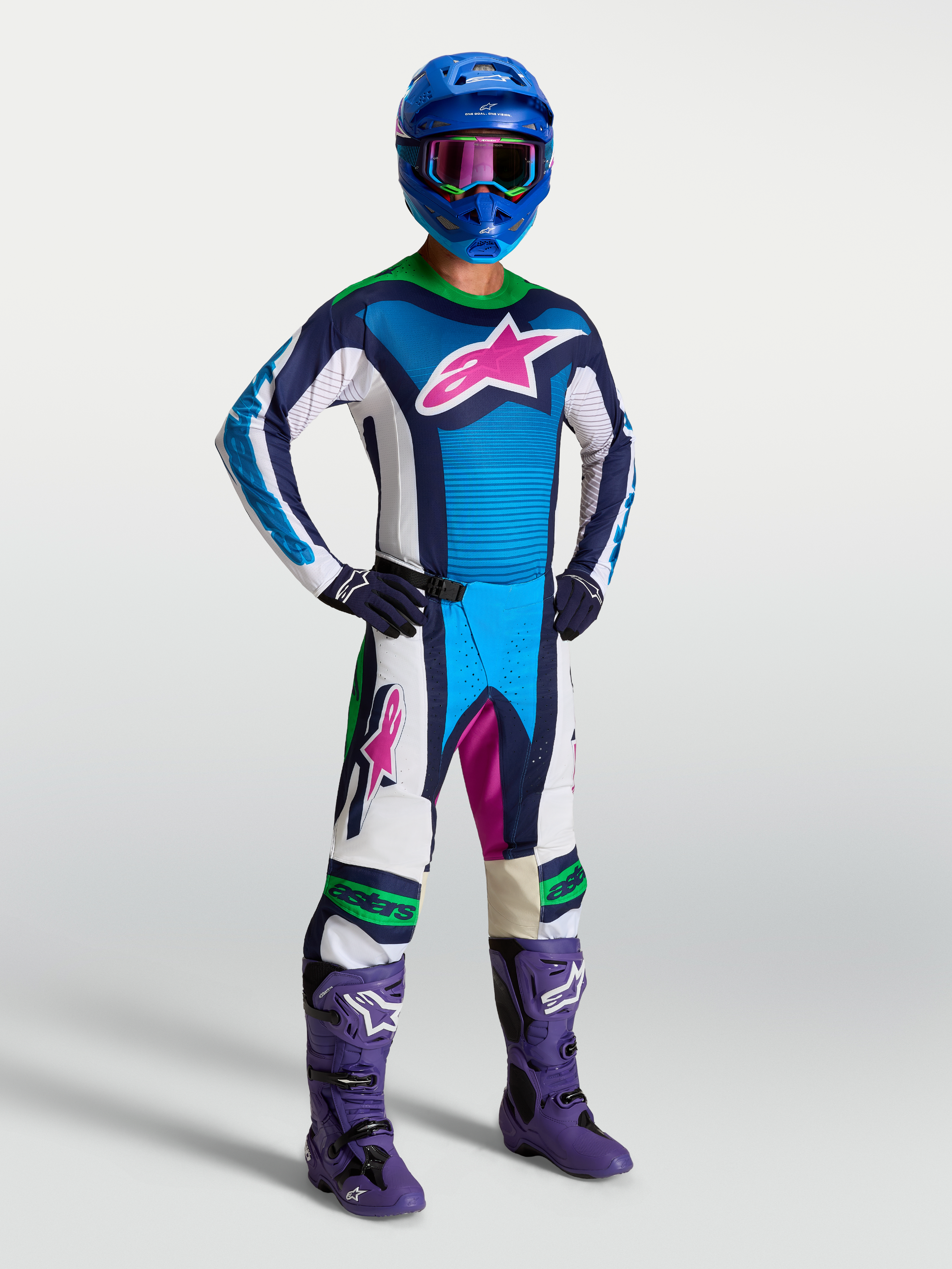 Jersey Alpinestars Techstar Maven, jersey de motocross azul y blanco con ajuste atlético y tejido elástico transpirable
