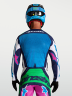 Alpinestars Jersey Techstar Maven, jersey de motocross para hombre, azul y verde con detalles rosa, ventilación láser