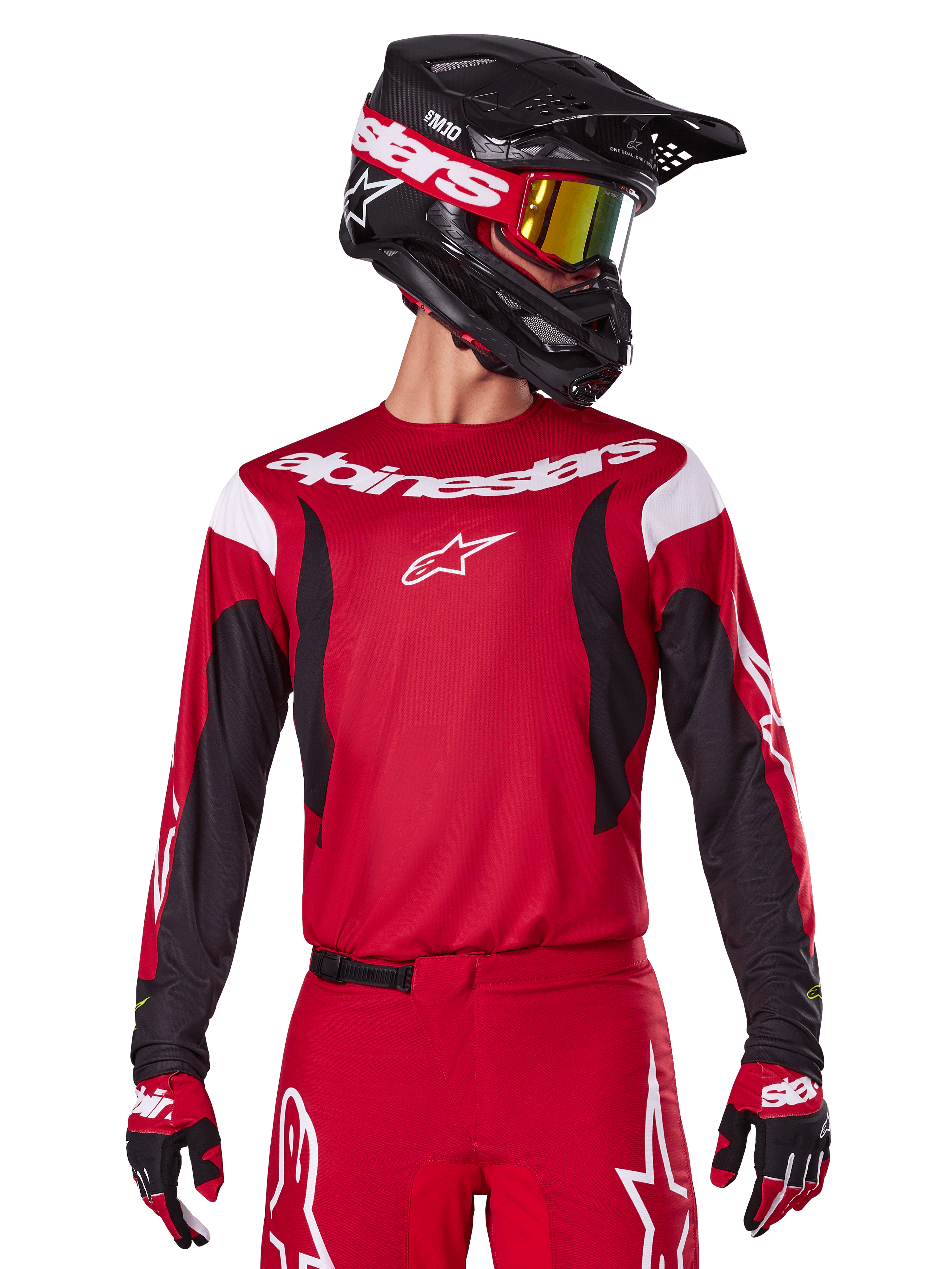 Alpinestars jersey y conjunto Fluid Haul 2025, ropa de carreras de motocross para hombre, rojo brillante y negro.