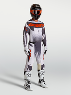 Alpinestars Techstar Swan, conjunto de jersey y pantalones de motocross para hombre, lila claro, gris y rojo flúor