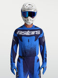 Jersey Techstar Swan de Alpinestars, jersey de motocross para hombre, azul y azul oscuro, ajuste ergonómico de competición con logotipo frontal Astars, diseño ligero y transpirable para off-road