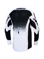 Alpinestars Jersey Techstar Swan, jersey de motocross, negro y blanco, ventilación trasera y parte trasera extendida