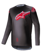 Alpinestars 2025 Supertech Lipan Jersey, Motocross Off-Road Jersey, Men's, Smoke and Bright Red, lightweight athletic race fit with laser-cut perforations