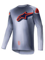 Alpinestars 2025 Supertech Lipan Jersey, Men's Motocross Jersey, Gray and Orange Fluo, lightweight athletic race fit with laser-cut ventilation perforations